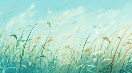 The background of the grass is in Aqua color.