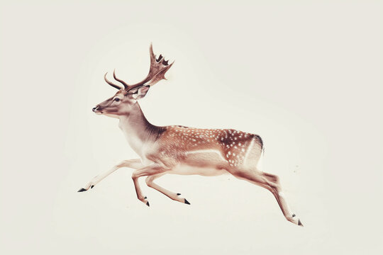 Running deer isolated on white