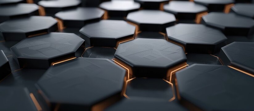 a global business concept showcasing a hexagonal network against a black background.