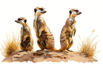 A family of meerkat - obrazy, fototapety, plakaty