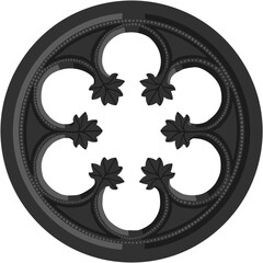 Obraz premium Gothic rosette/rose window stylized drawing. Architectural stone frame; european medieval cathedral/church tracery/engraving illustration; vector