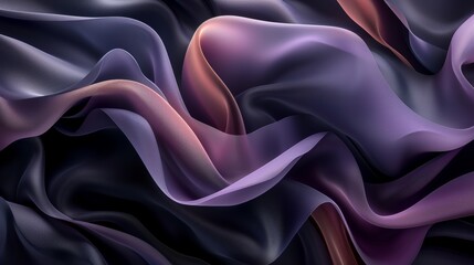 Fototapeta premium Dark matte abstract 3d smooth wavy background in black and blue tones for aesthetic concept design