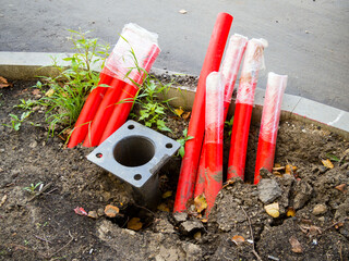 Preparing to install a lamp post