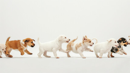 Naklejka na ściany i meble Group of dogs isolated on white