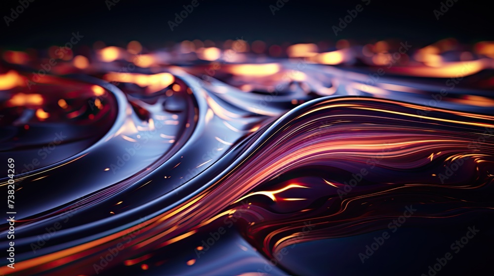Aufkleber 3d wavy abstract technological background dynamic curves