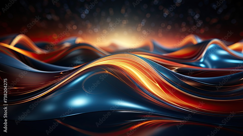Poster 3d wavy abstract technological background dynamic curves