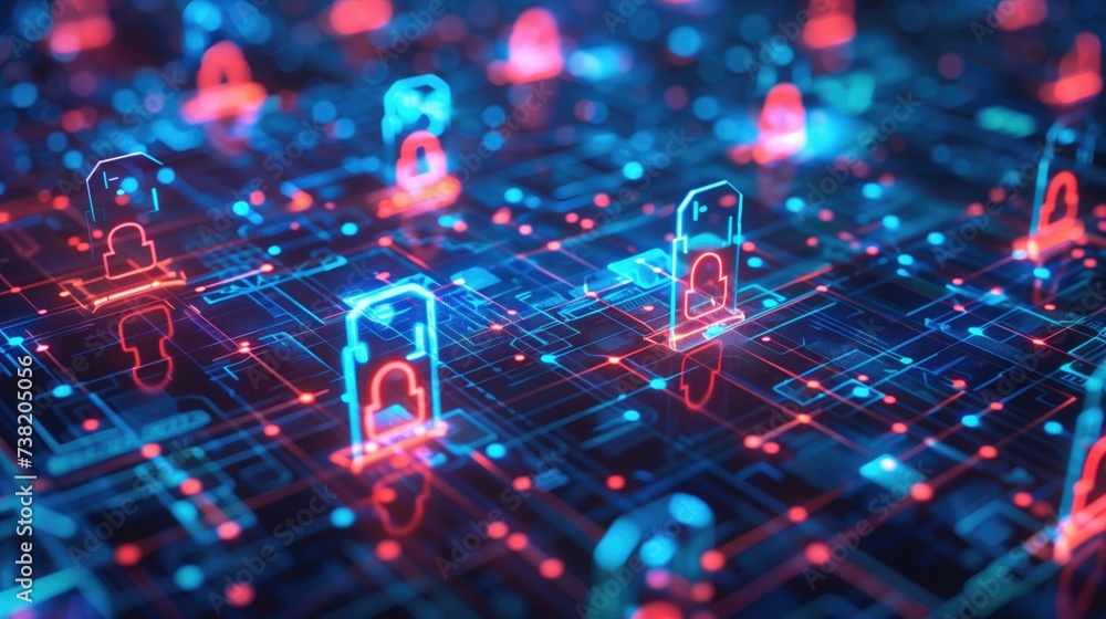 Poster cyber ​​security and data protection. generative ai