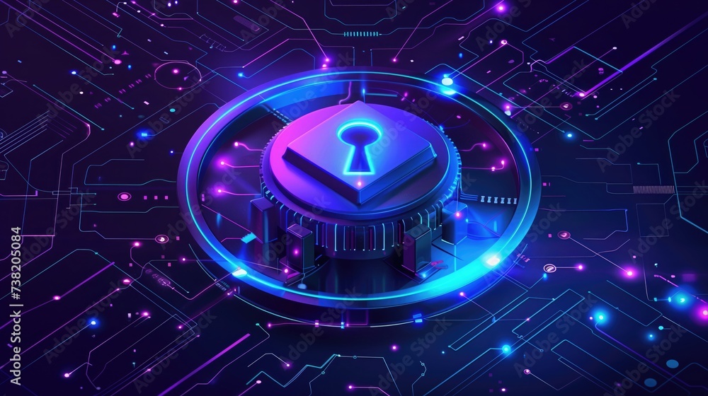 Poster cyber ​​security and data protection. generative ai