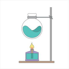 Vector elements. A chemical experiment. Medical research. Mixing of substances. Scientific laboratory experience with chemical reagents.