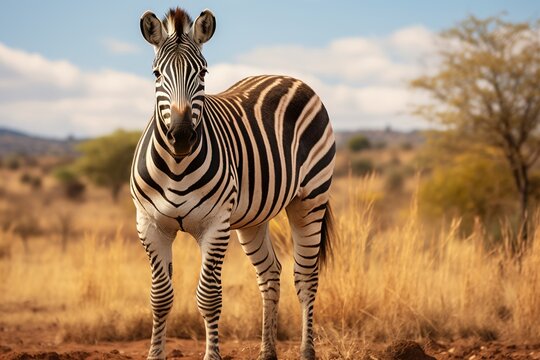 Wildlife photography of a zebra in a field
