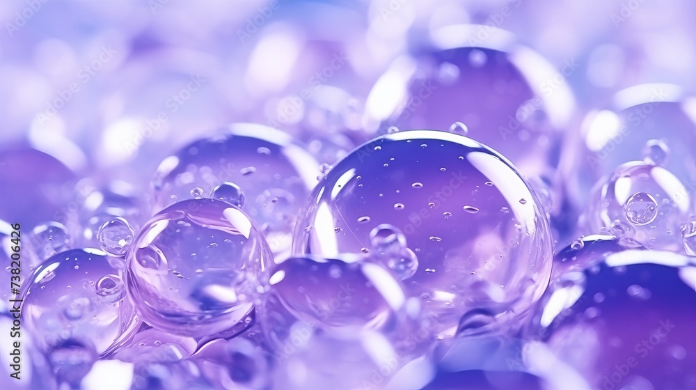 Poster amazing abstract backdrop with closeup transparent soap bubbles frozen on pile of crushed ice agains