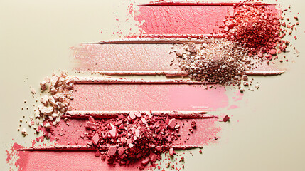 Palette of Crushed Eyeshadows, Concept of Beauty and Imperfection, Makeup Artists Tools on White