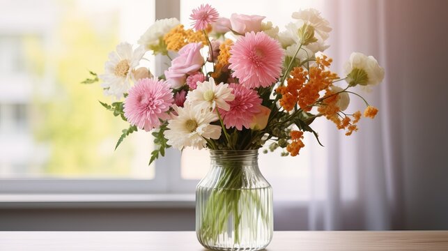 Beautiful bouquet of flowers in vase
