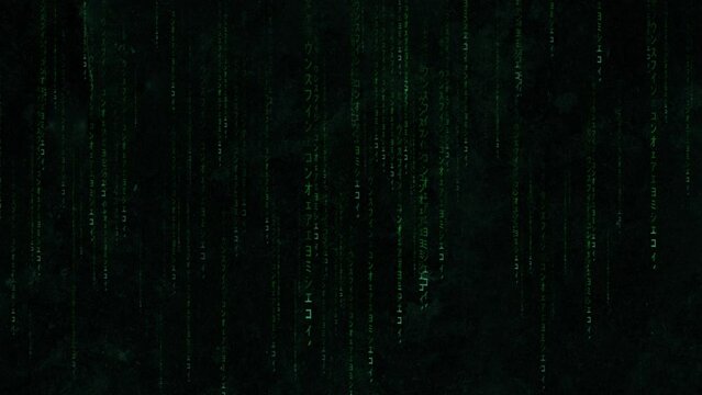 Abstract Matrix Background. Binary Computer Code. Coding and Hacker concept. Motion Tech Background. 