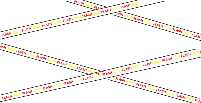 Red and Yellow Flash Sale Ribbon Banner Tape the sale ribbon with a White background and black lining. Flash Sale editable text effect, suitable for the promotion of product Vector illustration	