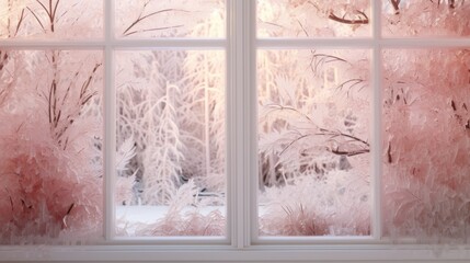 The frost background on the window is in rosewood color