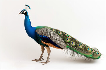 Fototapeta premium Peacock in front of white background