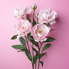 Pink peonies on a pink background