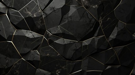 Black marble with veins, Marbel texture with high resolution, The luxury of polished limestone background. Marble with Polygon Design 3D Wallpaper - obrazy, fototapety, plakaty