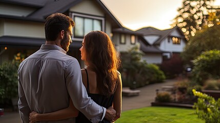 Fototapeta premium couple looking at new house