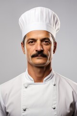 portrait of a chef wearing a white toque