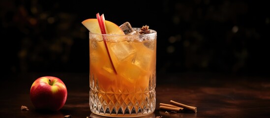 The third person's eye is captivated by the sight of a refreshing fall apple cocktail or mocktail, adorned with ice, sliced apples, and a sprinkling of fall spices.