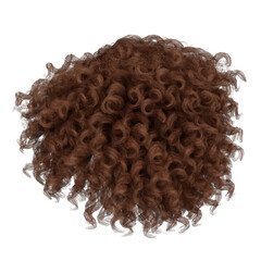 3d render copper brown curly hair isolated