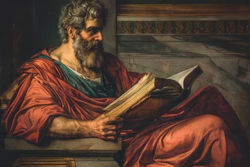 Fotobehang Aristotle: greek philosopher, polymath of classical period, ancient greece's profound thinker and influential figure in fields spanning philosophy, science, ethics, politics © Alla