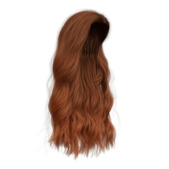 Fototapeta premium 3d render wavy long red copper hair isolated
