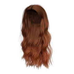 Fototapeta premium 3d render wavy long red copper hair isolated