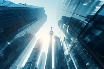 Fototapeta na wymiar Toronto skyline with CN Tower in focus
