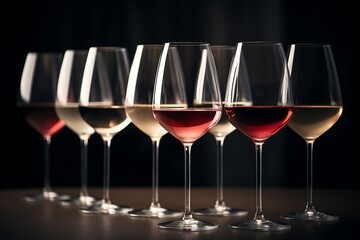 Different types of wine in wine glasses