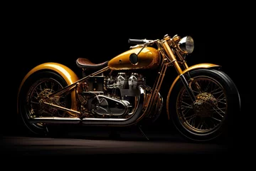 Photo sur Plexiglas Moto a gold motorcycle with black background