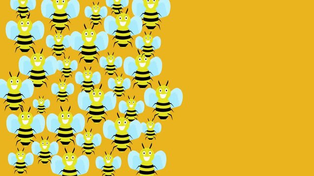 animation of smiling bees on yellow background