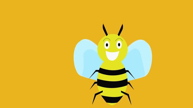 smiling bee animation on yellow background