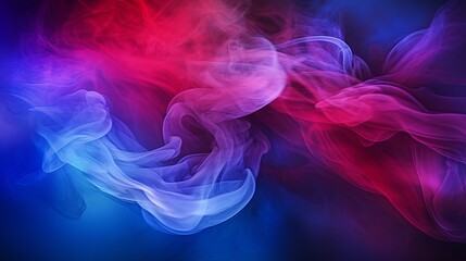 Fototapeta na wymiar Dramatic smoke and fog in contrasting vivid red, blue, and purple colors. Vivid and intense abstract background or wallpaper