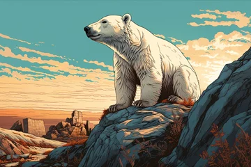 Fotobehang a polar bear on a rock © Vladimir