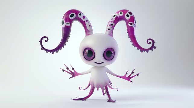 A whimsically adorable 3D banshee, showcasing its endearing charm against a clean white background. Perfect for adding a touch of enchantment to your projects.