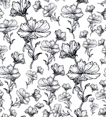seamless floral pattern of black ink
