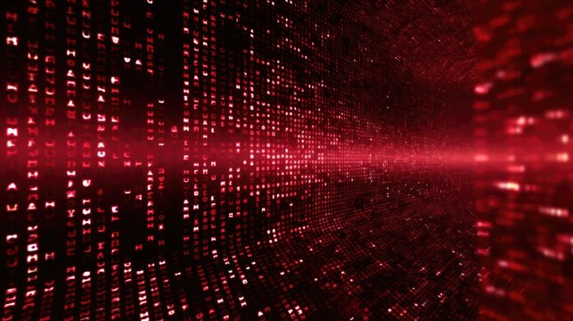 Background binary code is in burgundy color