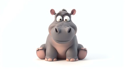 Fototapeta na wymiar A charming 3D rendering of an adorable hippo, with a friendly smile and endearing eyes, displayed on a clean white background. Perfect for adding a touch of cuteness to any project.