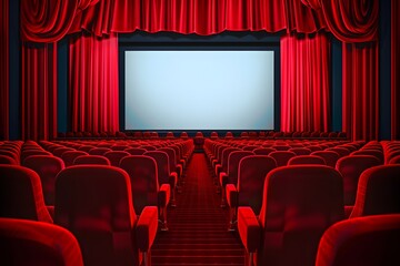 Movie theater with red seat

