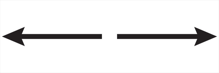 Left and right arrow, pointer, cursor in opposite direction. Intersection, navigation, forward-backward arrow element. Left and right arrow vector - obrazy, fototapety, plakaty