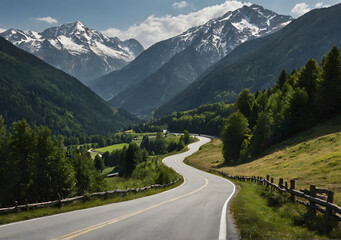 Naklejka premium Picturesque landscape with mountain road