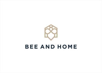 Bee Home logo design vector illustration template