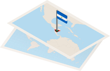 Nicaragua map and flag