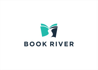 Obraz premium Creative Book River logo design vector illustration. Education Concept