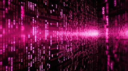 Background binary code is in magenta color.