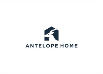 Roan Antelope with Home Real Estate logo design vector illustration