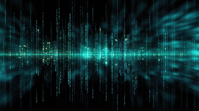 Background binary code is in teal color.